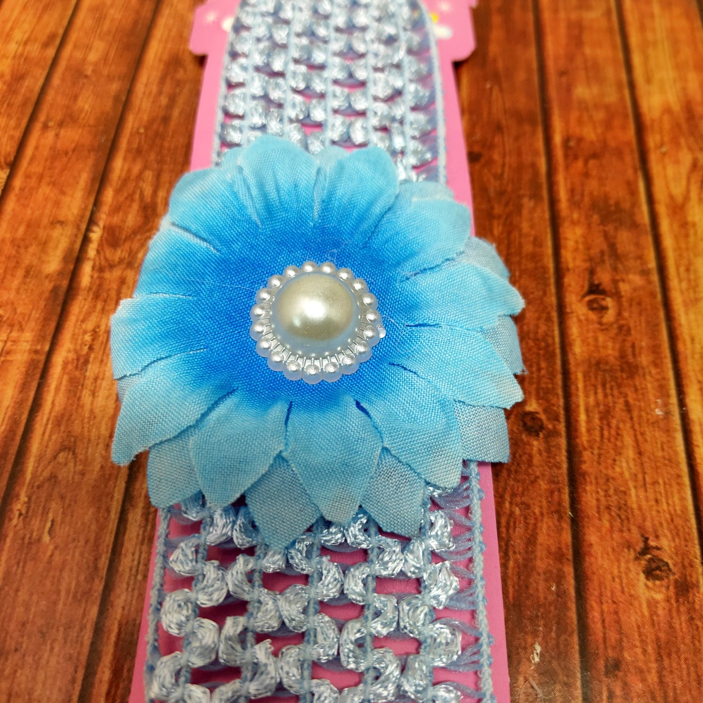Floral Soft Stretchy Headbands for Baby Girls and Newborn (17-04 Sky Blue Baby Headband)