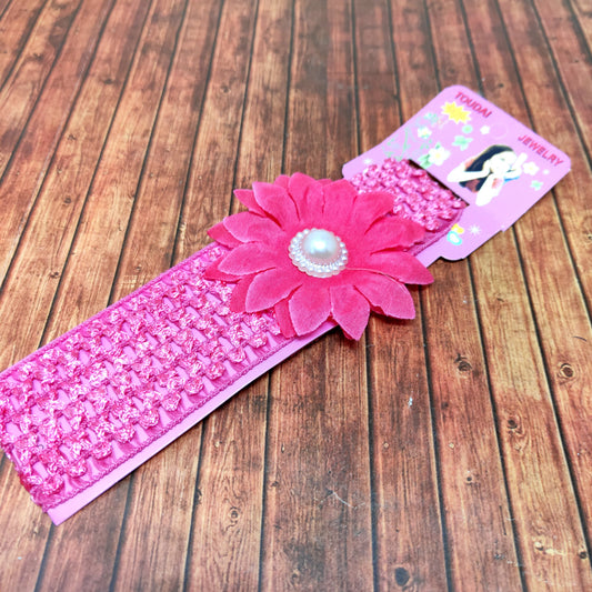 Floral Soft Stretchy Headbands for Baby Girls and Newborn (17-05 Pink Baby Headband)