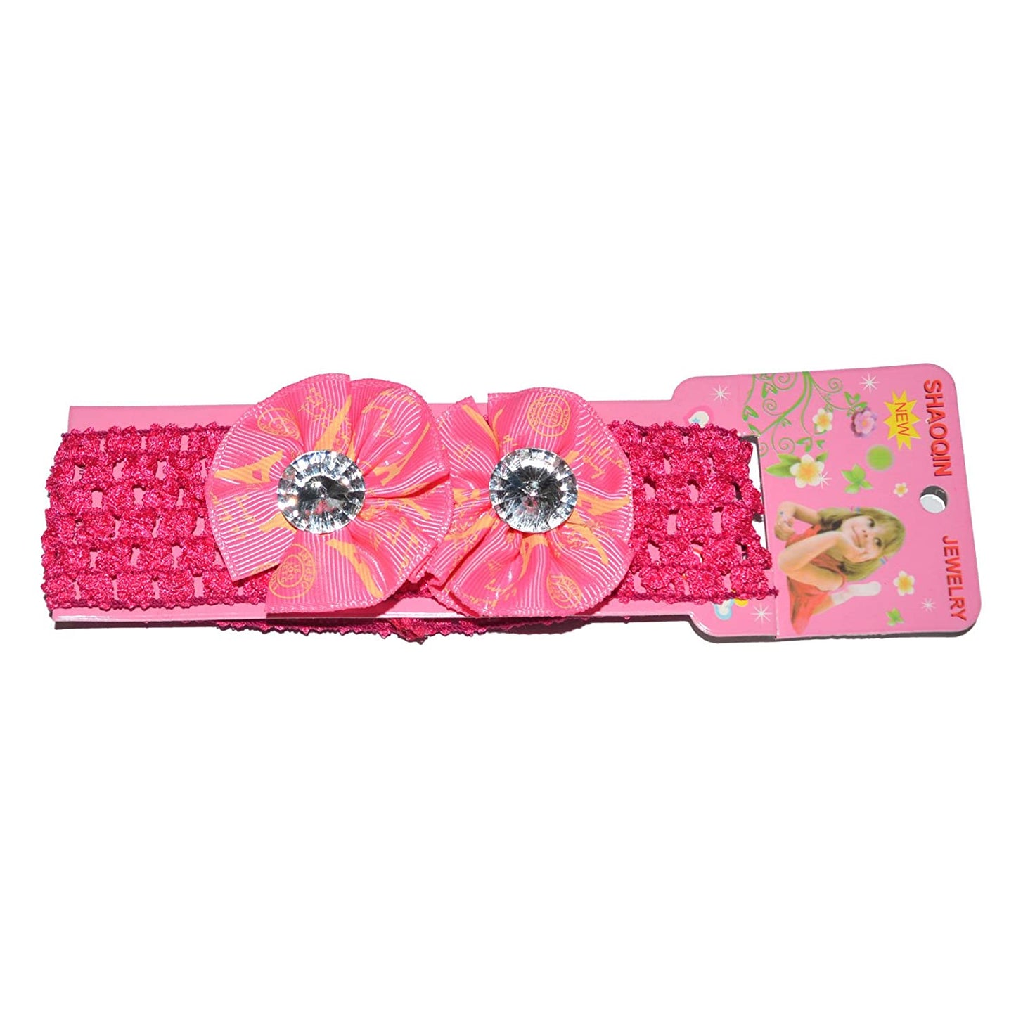 Floral Soft Stretchy Headbands for Baby Girls and Newborn (17-07 Pink Baby Headband)