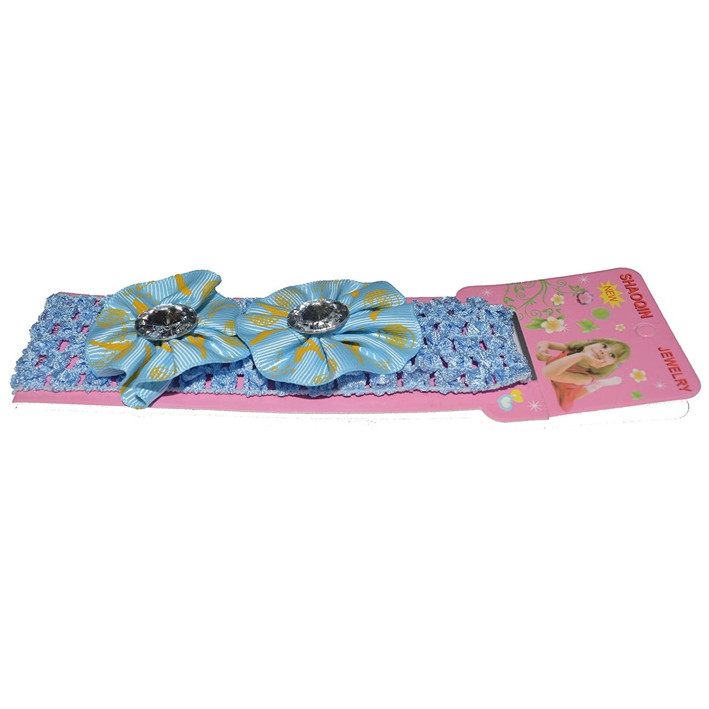 Floral Soft Stretchy Headbands for Baby Girls and Newborn (17-09 Sky Blue Baby Headband)