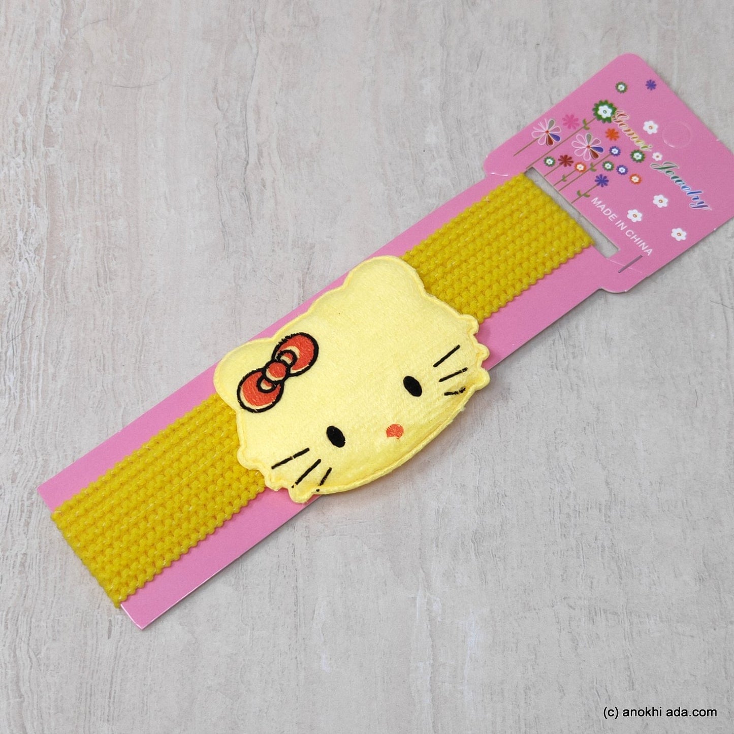 Kitty Yellow Soft Stretchy Headbands for Baby Girls and Girls (17-48)