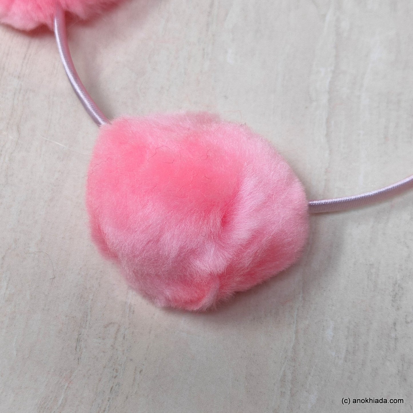 Anokhi Ada Fur Balls with Metal Hairband/Headband for Kids, Girls and Women (Baby Pink)- 18-09H