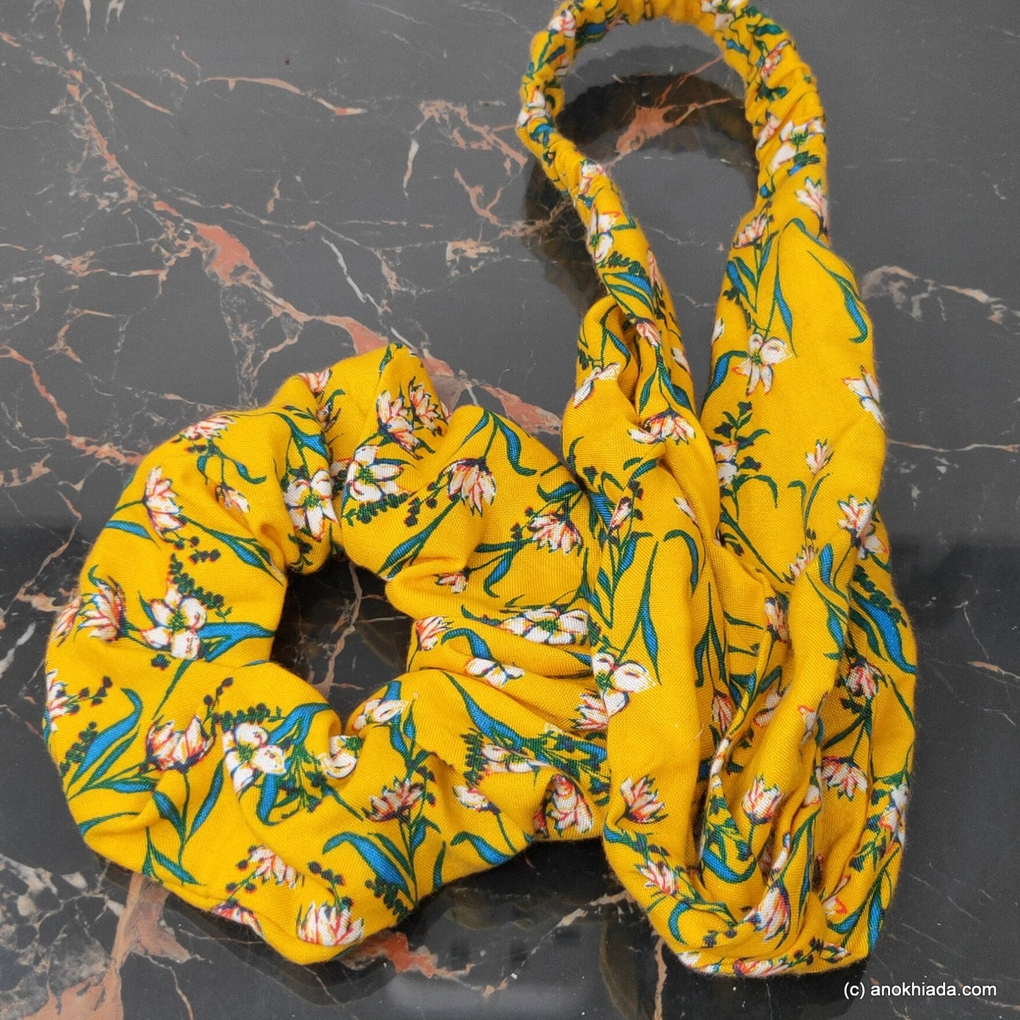 Anokhi Ada Handmade Fabric Scrunchie and Soft Headband Combo for Girls and Women (21-02 Combo)