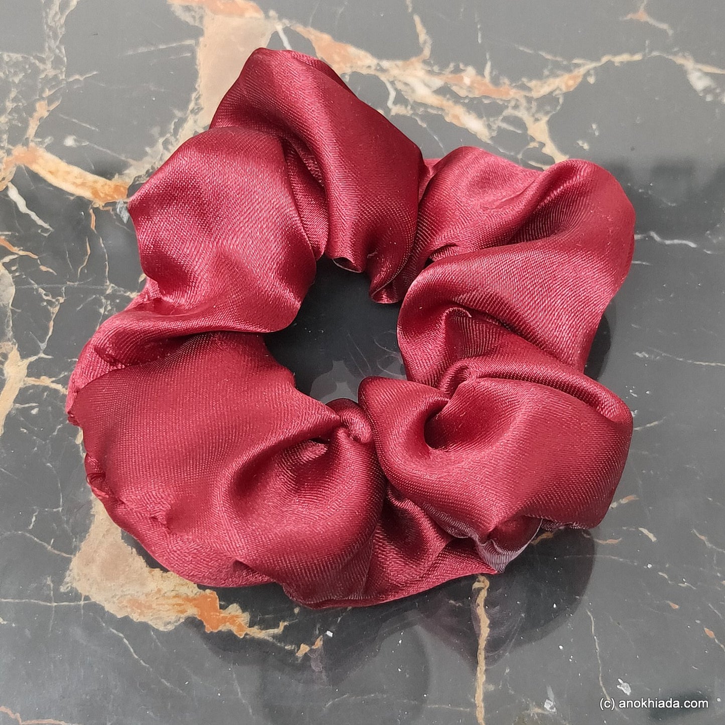 Small Scarlet Satin Scrunchie (23-13a Scrunchie)