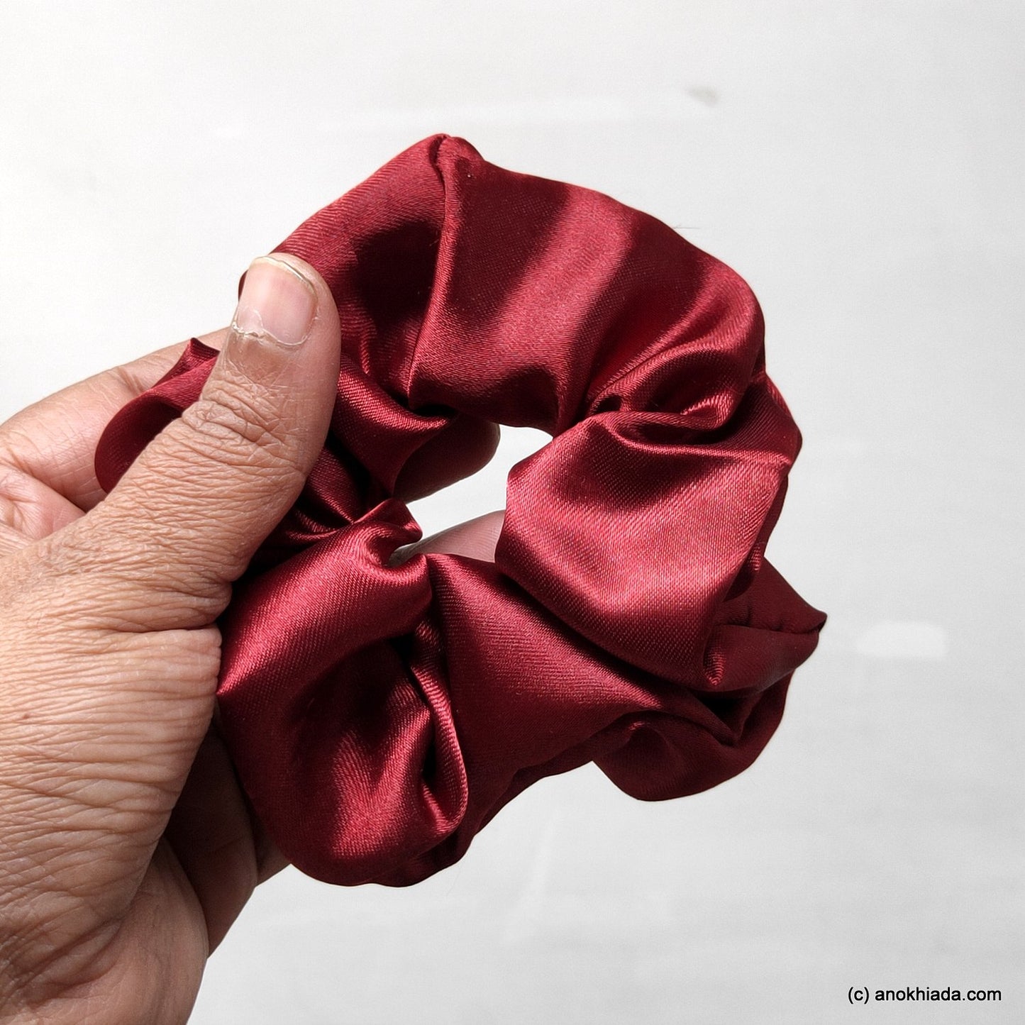 Small Scarlet Satin Scrunchie (23-13a Scrunchie)