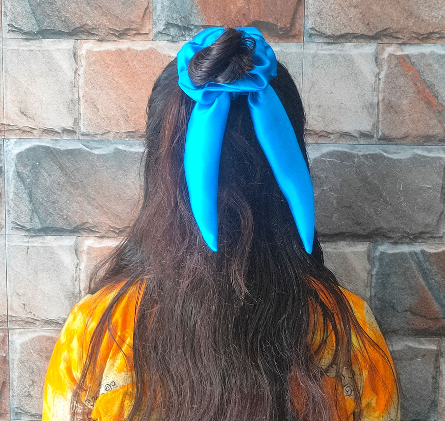 Neon Blue Tail Scrunchie (24-07)