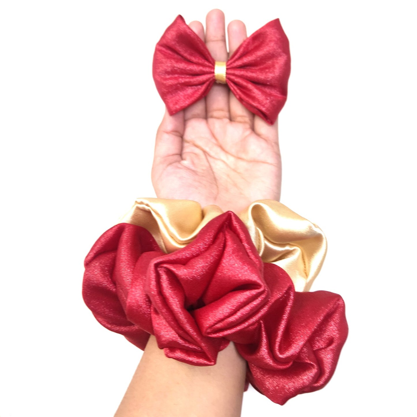 Scrunchies and Bow Hair Tie Christmas Combo (30-09, Pack of Three)