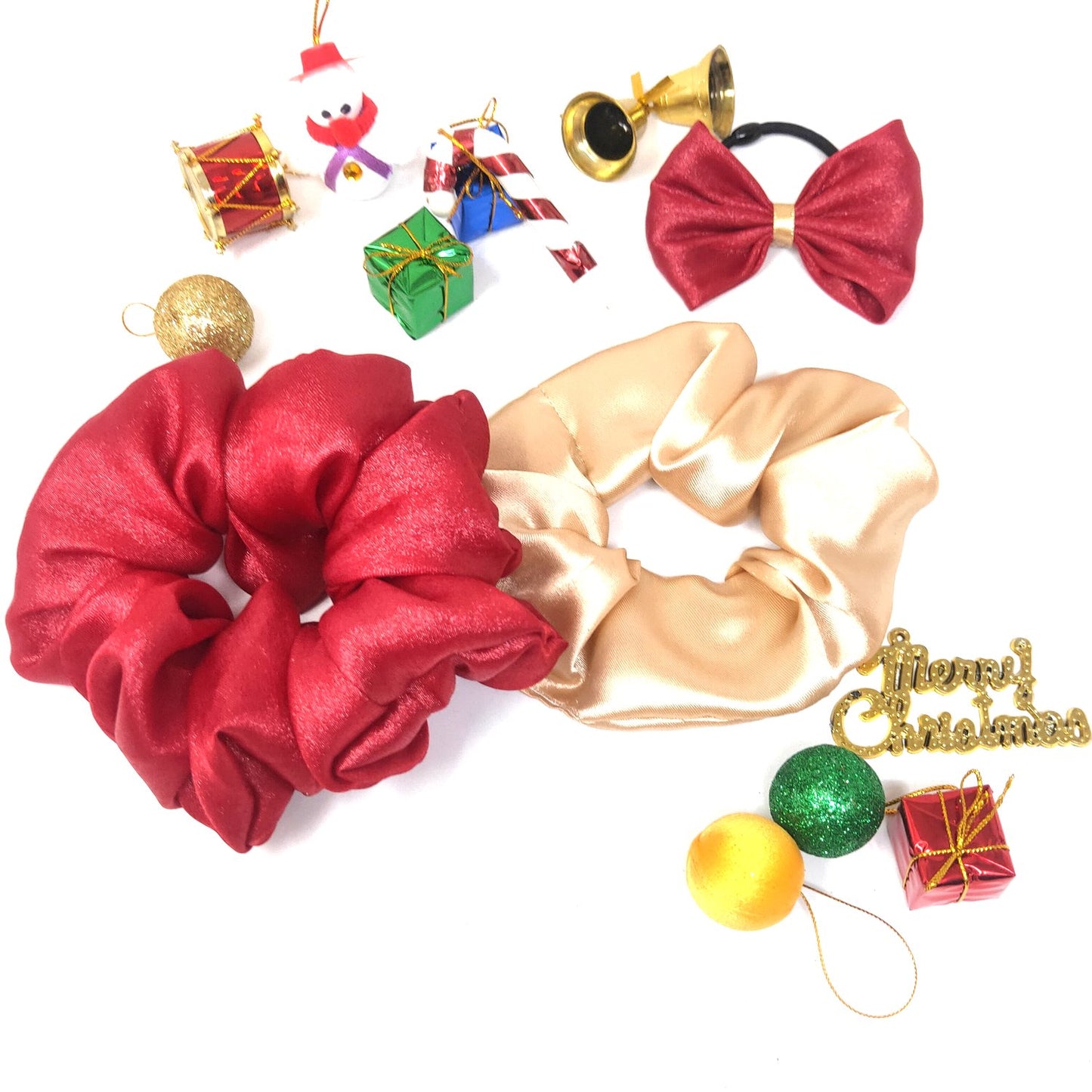 Scrunchies and Bow Hair Tie Christmas Combo (30-09, Pack of Three)