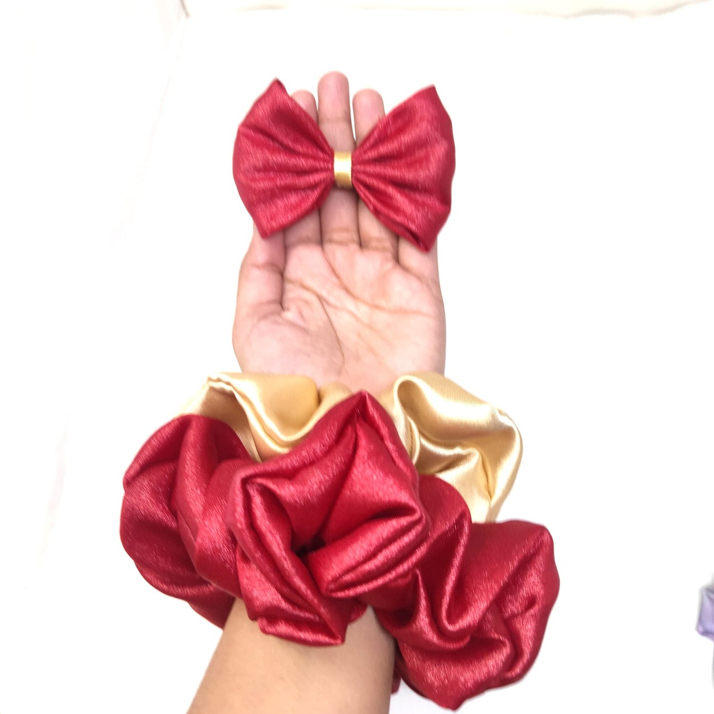Scrunchies and Bow Hair Tie Christmas Combo (30-09, Pack of Three)