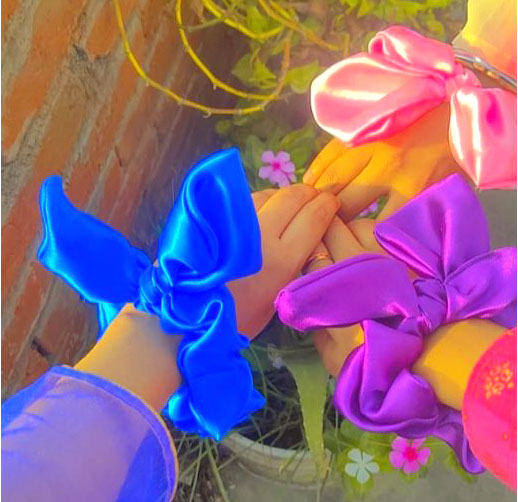 Bunny Ear Satin Scrunchies Combo (Pack of 3 , Assorted Color)