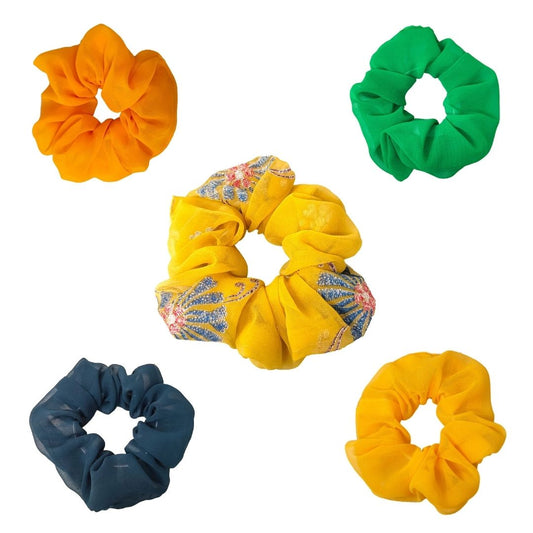 Georgette Scrunchies Combo (Pack of 5)