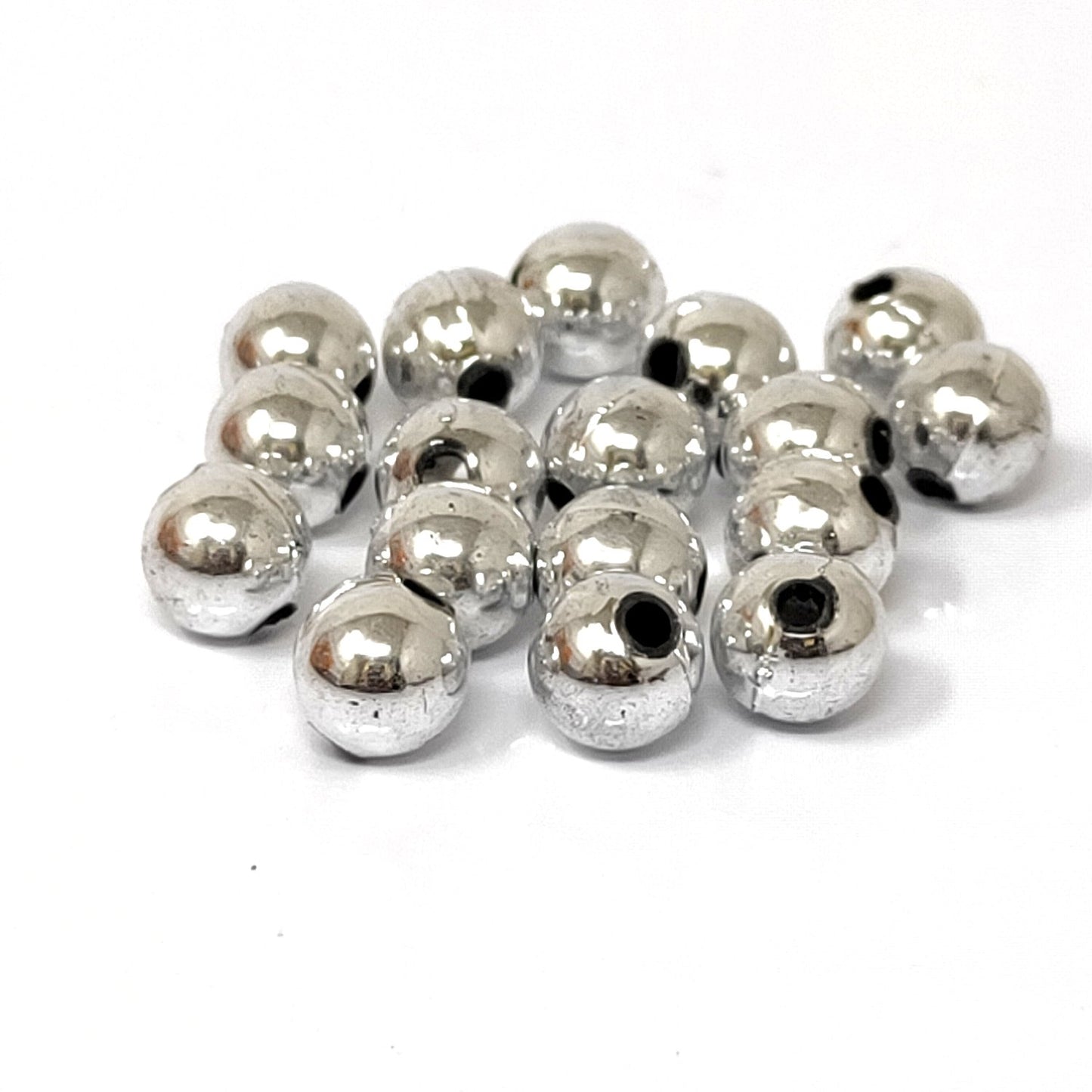 8 mm g Silver Plastic Beads for Jewellery Making and Decoration (100 Beads) - 96-07