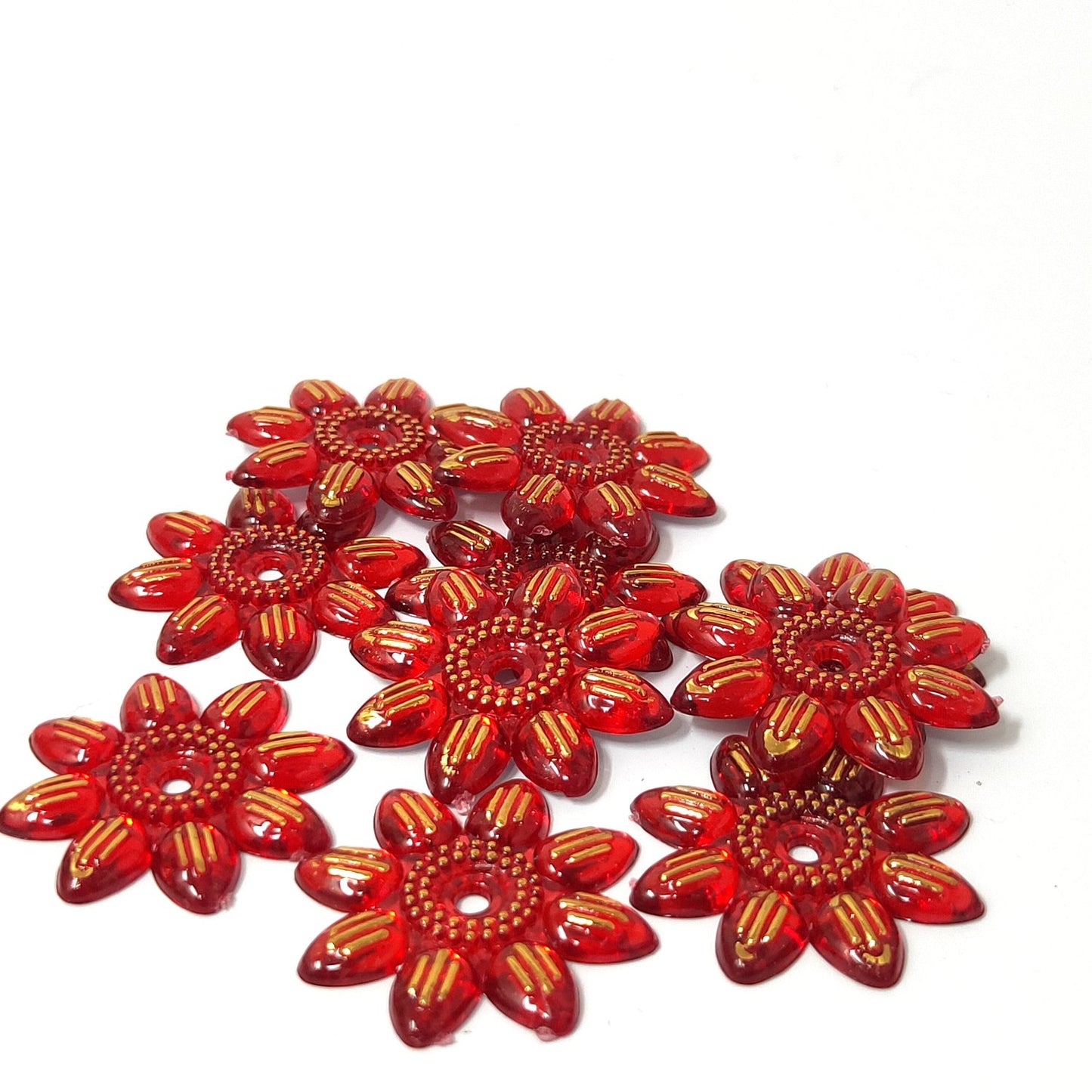 25 mm Plastic Floral Beads for Jewellery Making and Decoration (10 Beads) - 96-11