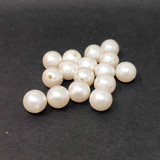 12 mm Off  White Pearl Beads for Jewellery Making and Decoration (10 Beads) - 96-19