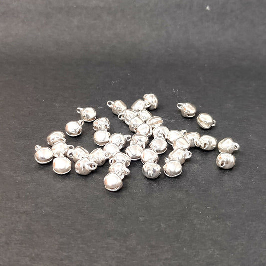 8 mm Silver Ghungroo Beads for Making Jewellery (100 Beads) - 96-23