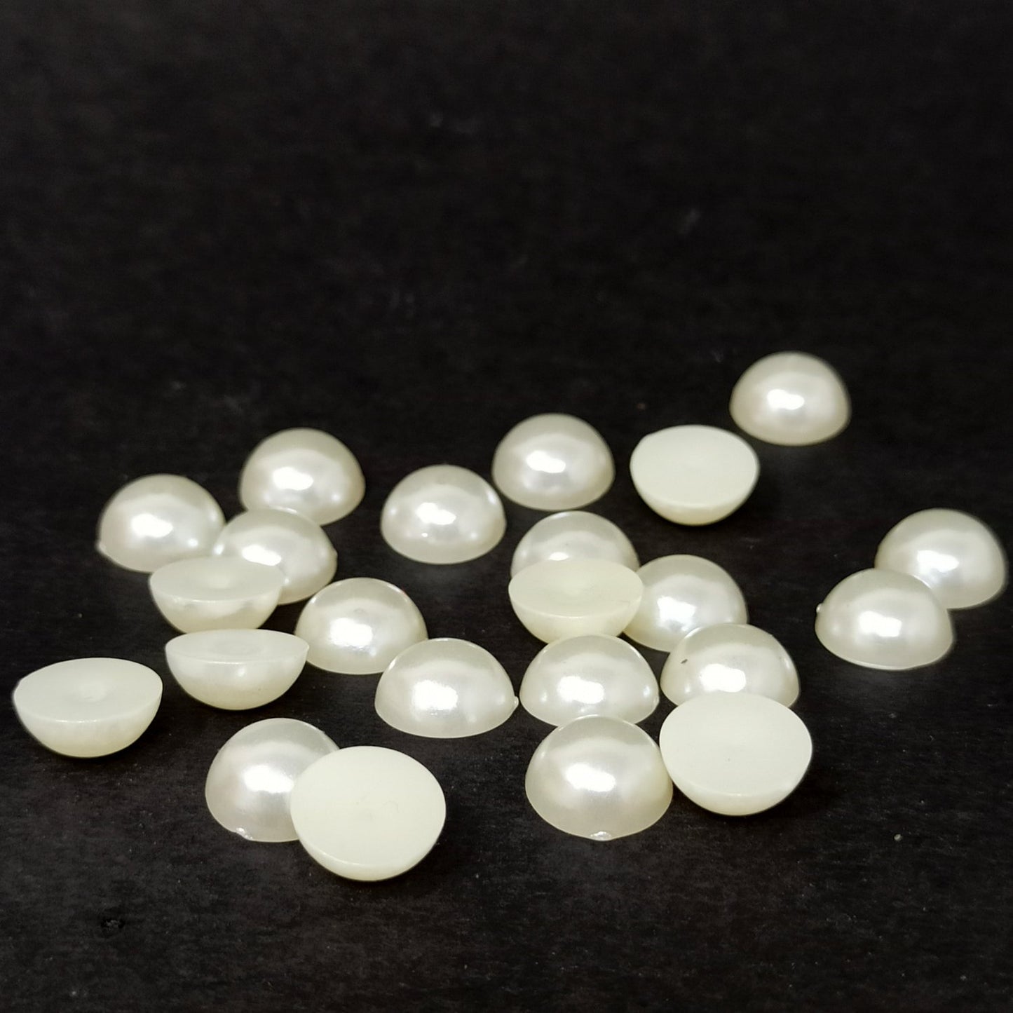 10 mm Off  White Half Pearl Beads for Jewellery Making and Decoration (25 Beads) - 96-36