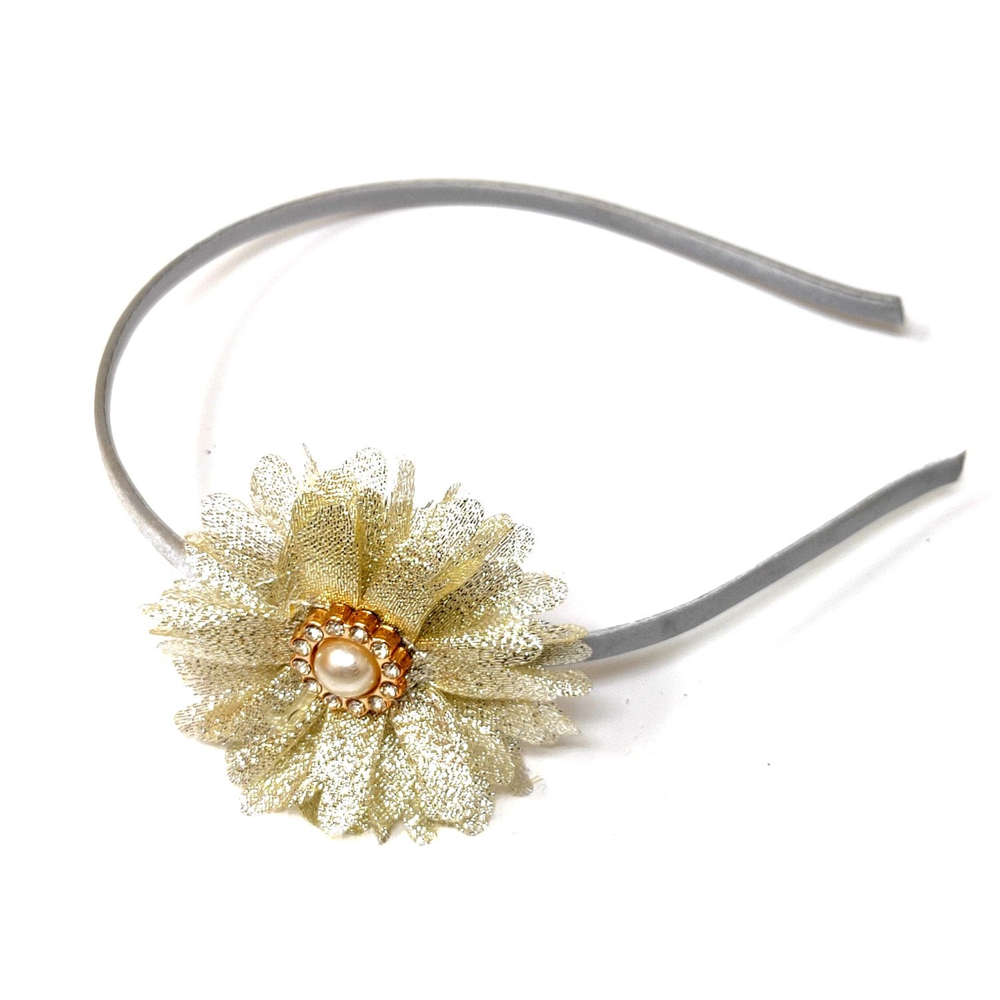 Anokhi Ada Floral with Metal Hairband/Headband for Kids, Girls and Women (Silver, 97-06)