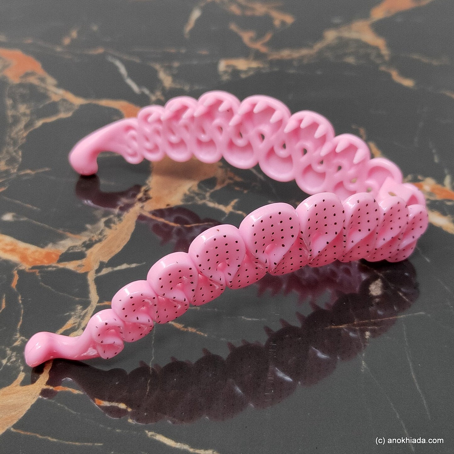 Ruffle Design Small Baby Pink Banana Hair Clip for Girls & Woman (98-15b Banana Hair Clips)