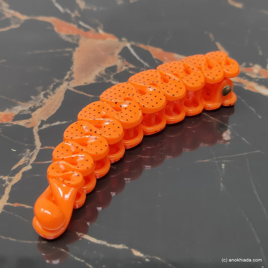 Ruffle Design Small Orange Banana Hair Clip for Girls & Woman (98-15d Banana Hair Clips)