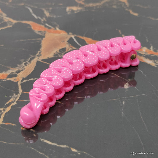 Ruffle Design Small Pink Banana Hair Clip for Girls & Woman (98-15e Banana Hair Clips)