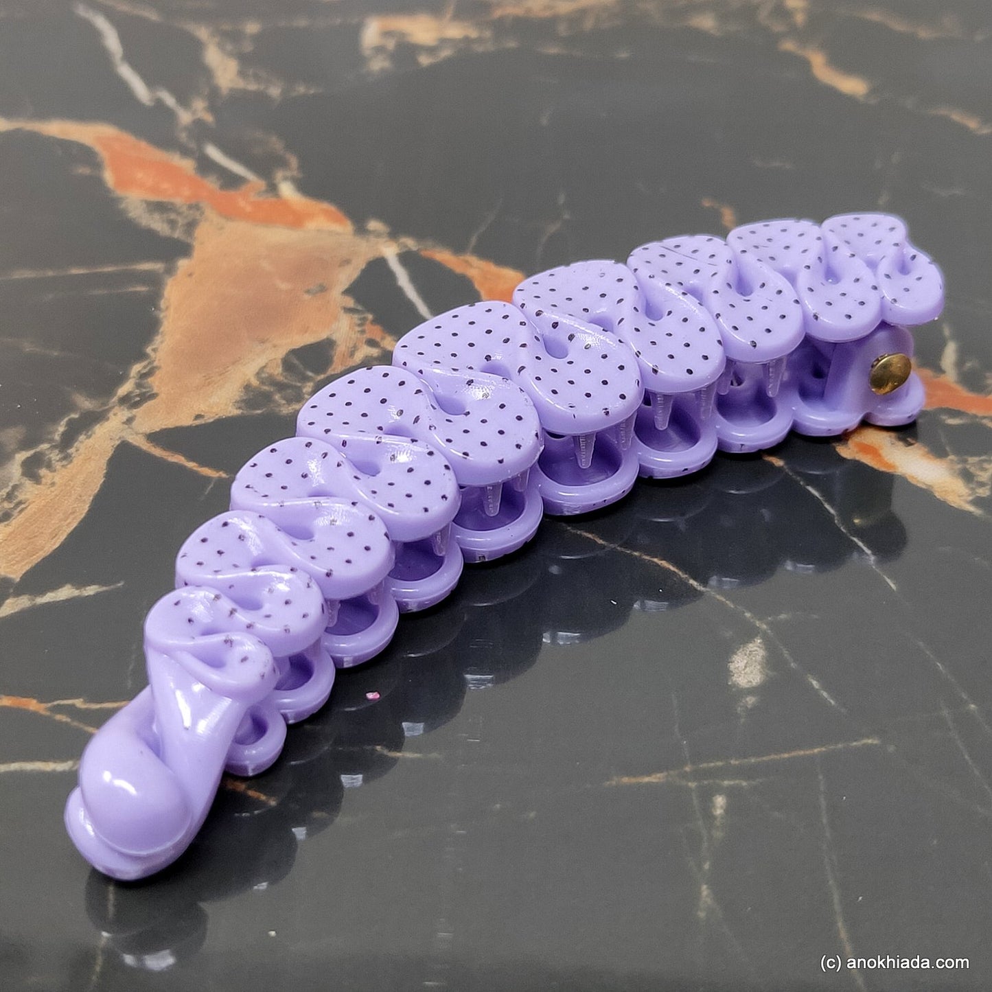 Ruffle Design Small Purple Banana Hair Clip for Girls & Woman (98-15f Banana Hair Clips)