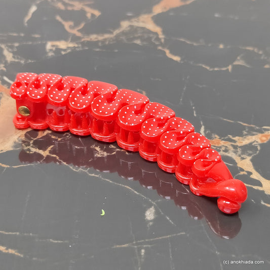 Ruffle Design Small Red Banana Hair Clip for Girls & Woman (98-15l Banana Hair Clips)