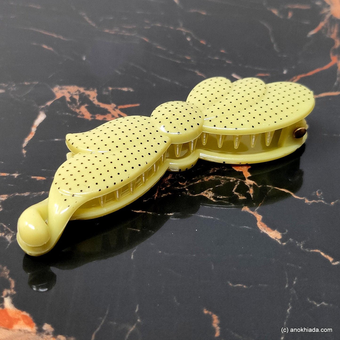 Butterfly Design Small Olive Green Banana Hair Clip for Girls & Woman (98-16e Banana Hair Clips)