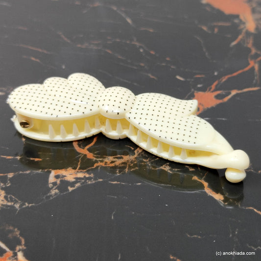 Butterfly Design Small Off White Banana Hair Clip for Girls & Woman (98-16g Banana Hair Clips)