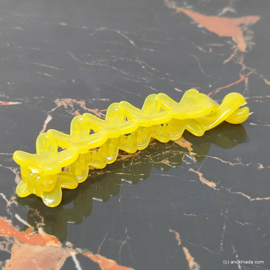 Criss Cross Translucent Design Small Yellow Banana Hair Clip for Girls & Woman (98-17b Banana Hair Clips)