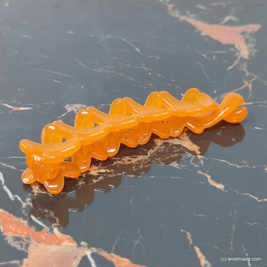 Criss Cross Translucent Design Small Orange Banana Hair Clip for Girls & Woman (98-17c Banana Hair Clips)