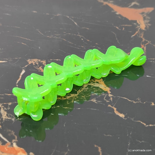 Criss Cross Translucent Design Small Green Banana Hair Clip for Girls & Woman (98-17e Banana Hair Clips)