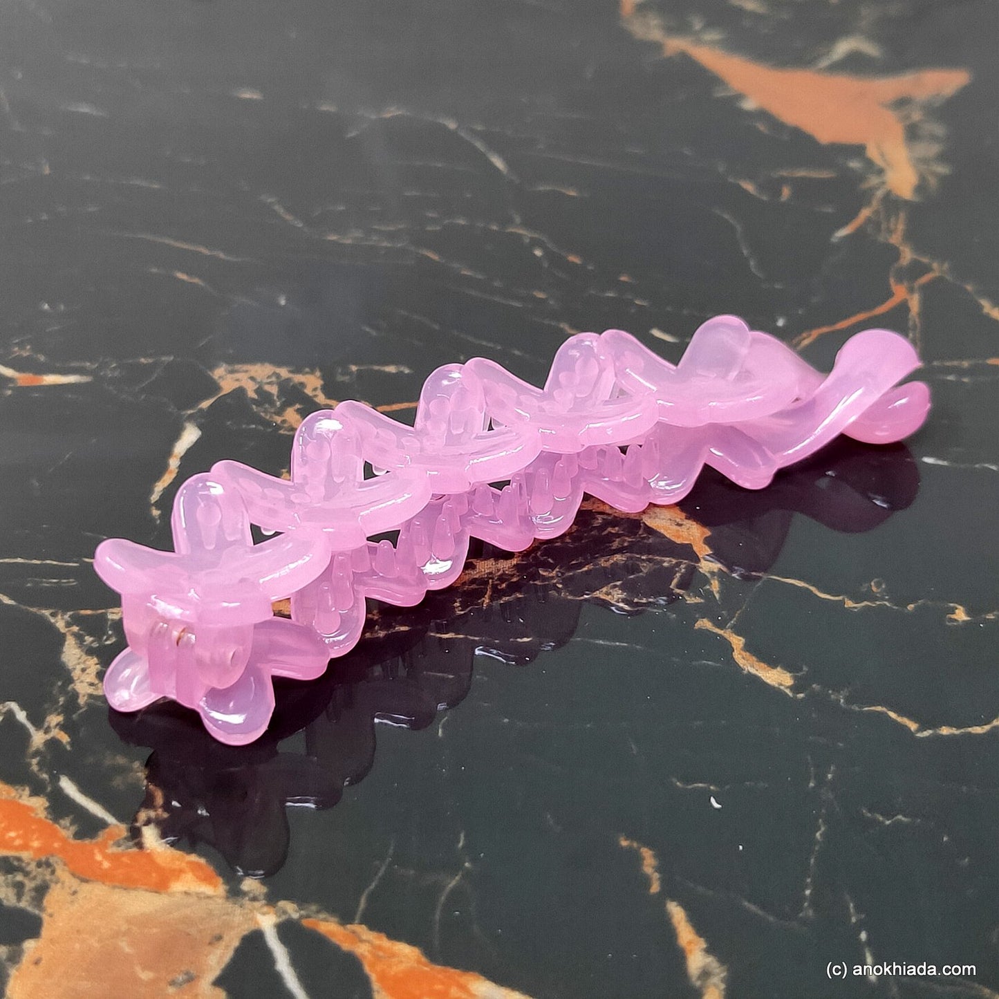 Criss Cross Translucent Design Small Baby Pink Banana Hair Clip for Girls & Woman (98-17i Banana Hair Clips)