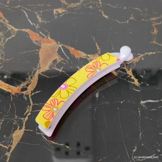 Floral Print Banana Hair Clip for Girls & Woman (98-20a Banana Hair Clips)