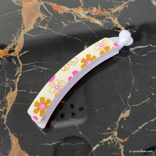 Floral Print Banana Hair Clip for Girls & Woman (98-20f Banana Hair Clips)