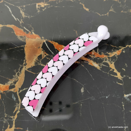Heart Print Banana Hair Clip for Girls & Woman (98-21b Banana Hair Clips)