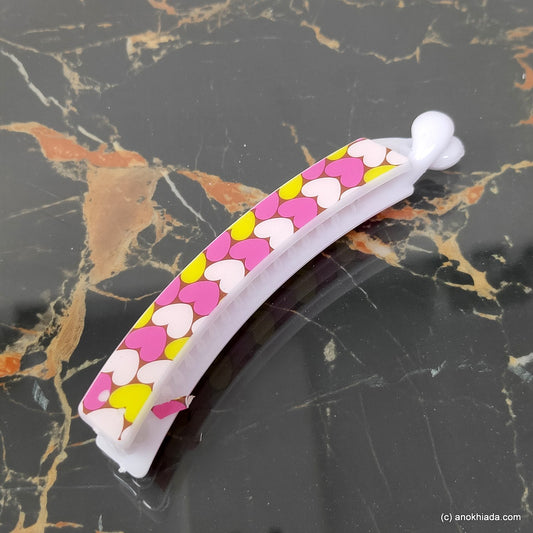 Heart Print Banana Hair Clip for Girls & Woman (98-21f Banana Hair Clips)