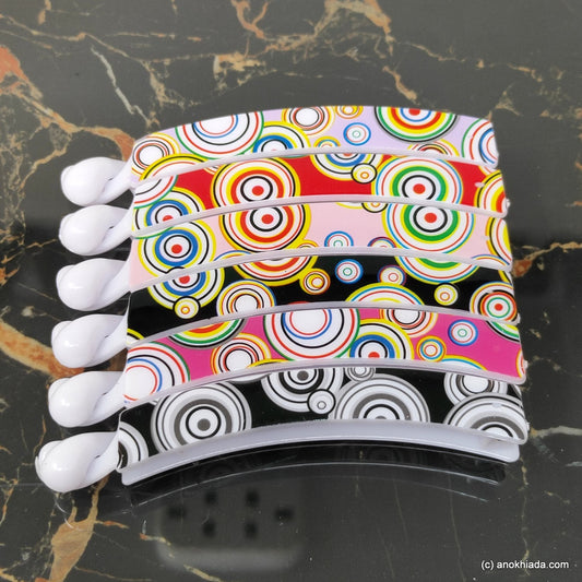Textured Multi-Color Banana Hair Clip for Girls & Woman (Set of 6, 98-22 Banana Hair Clips)