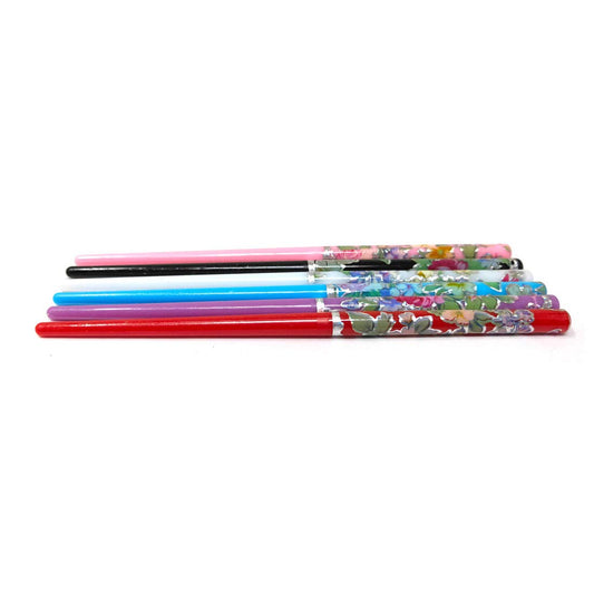 Anokhi Ada Plastic Printed Juda Stick for Girls and Women (Multi-Colour, Set of 6 Juda Sticks) 099