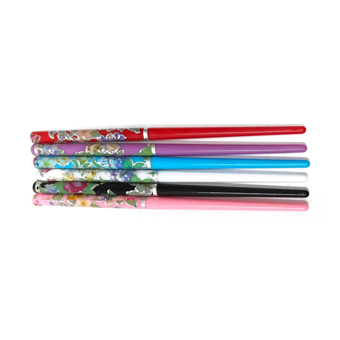 Anokhi Ada Plastic Printed Juda Stick for Girls and Women (Multi-Colour, Set of 6 Juda Sticks) 099