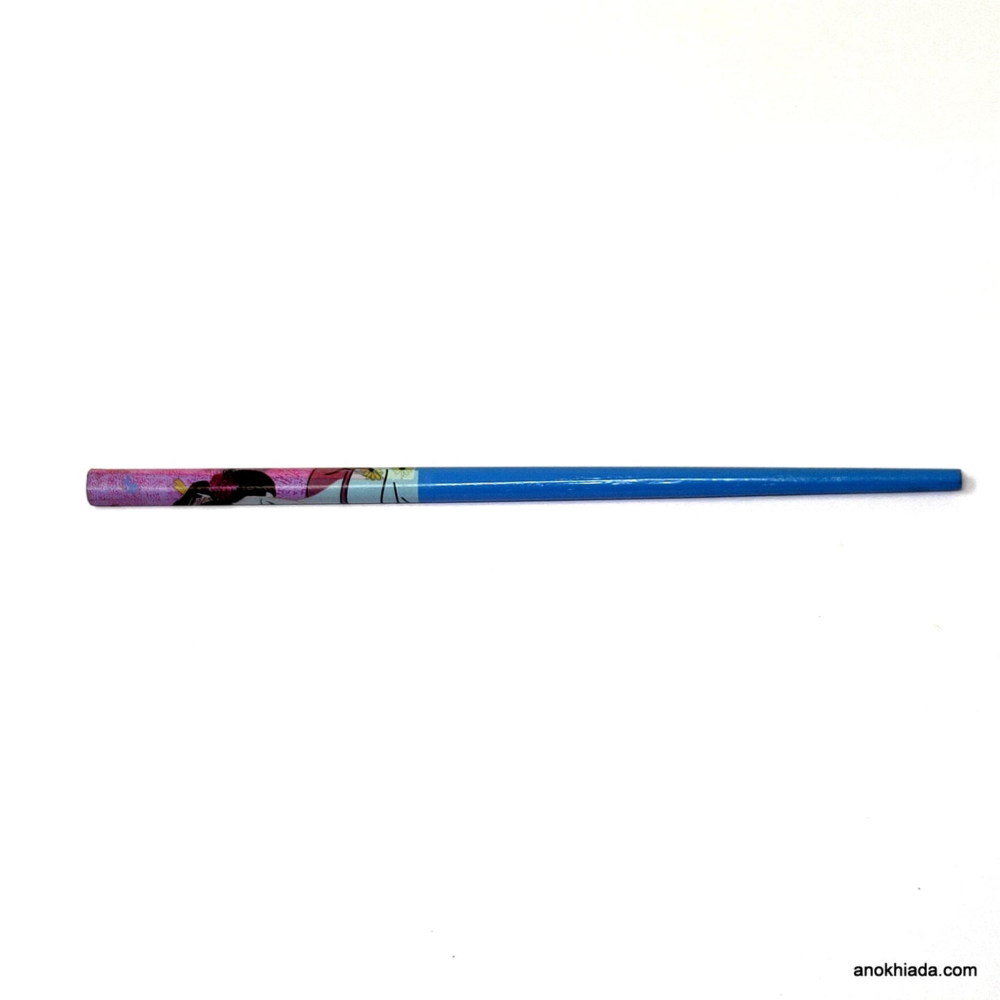 Anokhi Ada Doll Print Blue Wooden Juda Stick/Bun Stick - (99-13 Juda Stick)