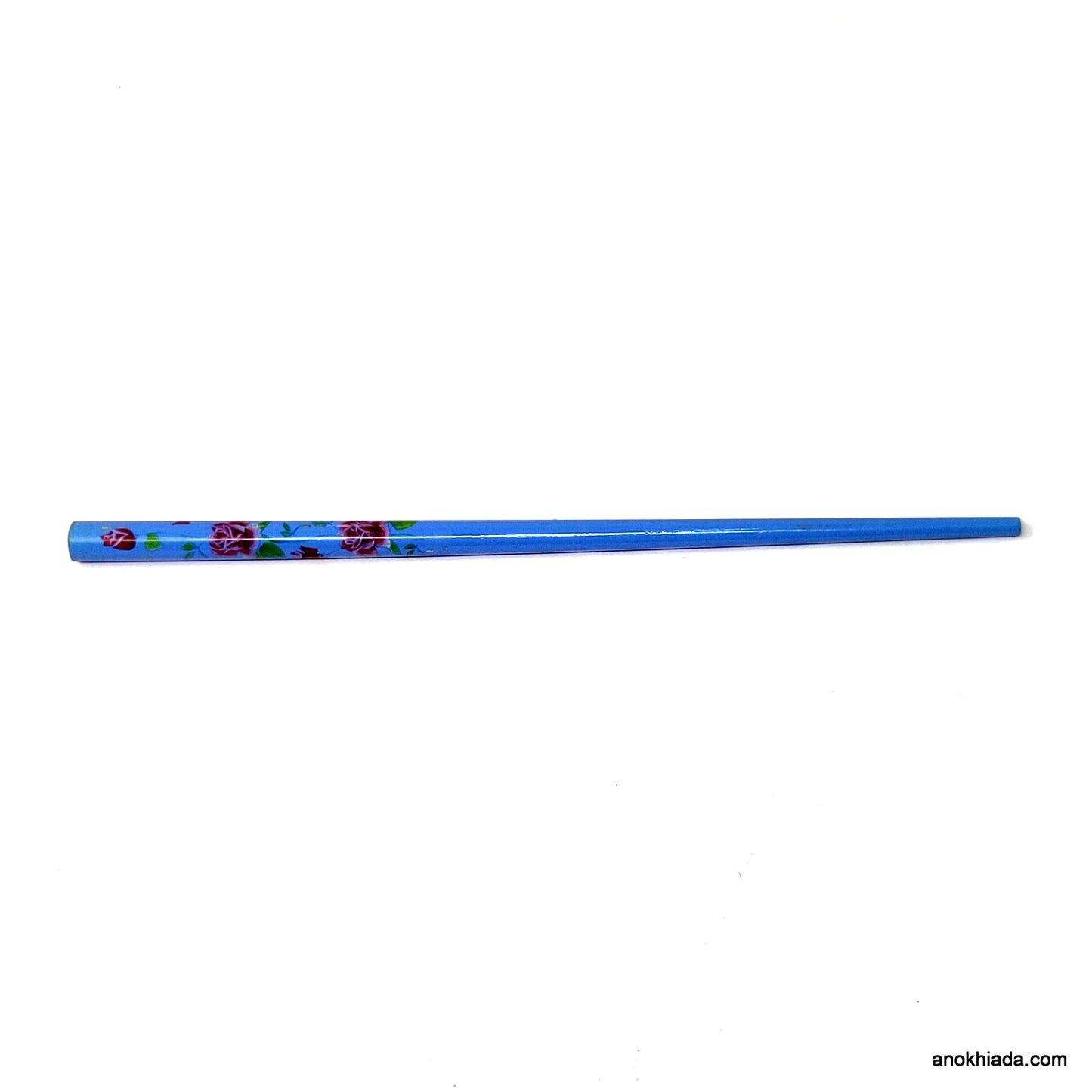 Anokhi Ada Flower Print Blue Wooden Juda Stick/Bun Stick - (99-18B Juda Stick)