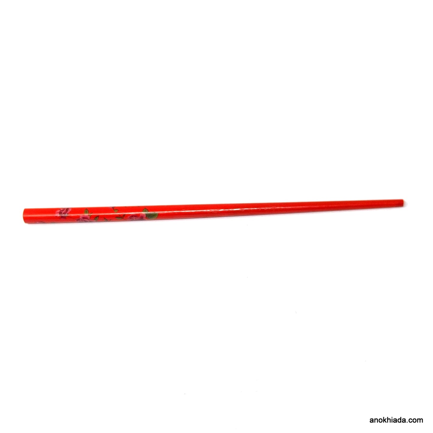 Anokhi Ada Flower Print Red Wooden Juda Stick/Bun Stick - (99-18E Juda Stick)