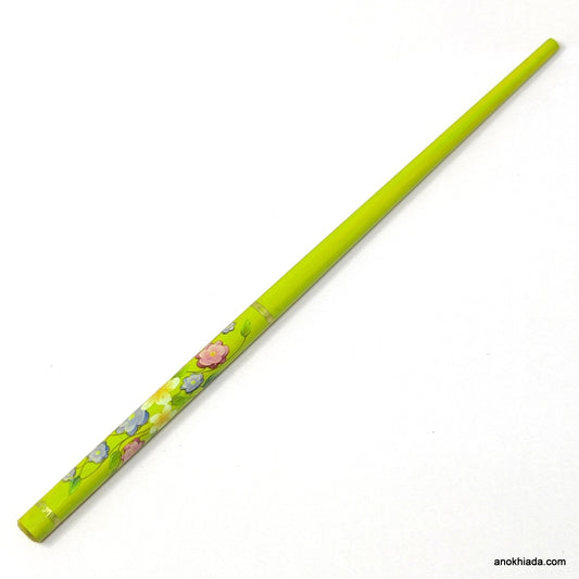 Anokhi Ada Floral Print Wooden Green Juda Stick/Bun Stick - (99-19 Juda Stick)