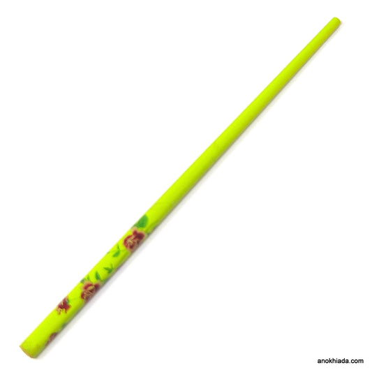 Anokhi Ada Floral Print Wooden Green Juda Stick/Bun Stick - (99-20 Juda Stick)