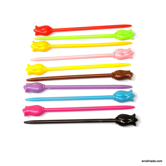 Anokhi Ada Plastic Juda Sticks/Bun Sticks for Girls and Women (Multi-Colour, Set of 10 Bun Sticks)  - (99-27 Juda Stick)
