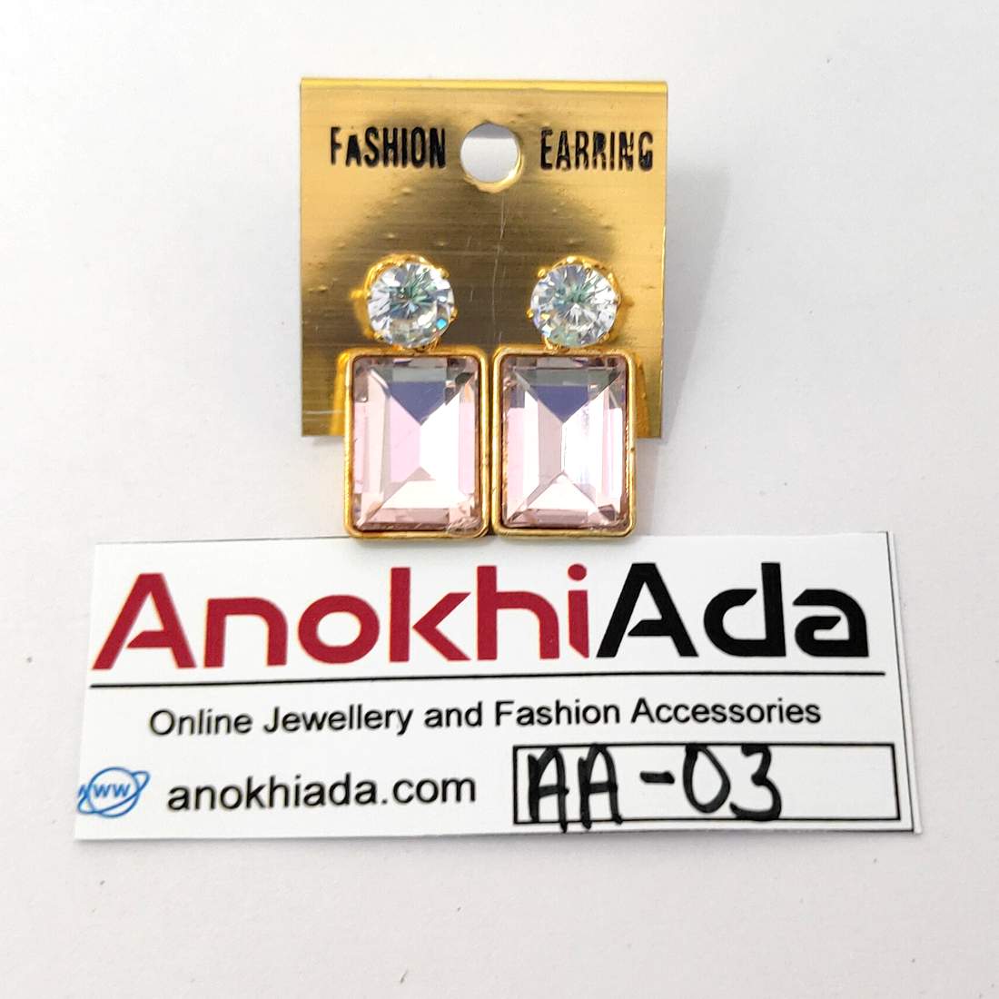 Anokhi Ada Metal Drop Earrings for Girls and Women (Pink)-AA-03