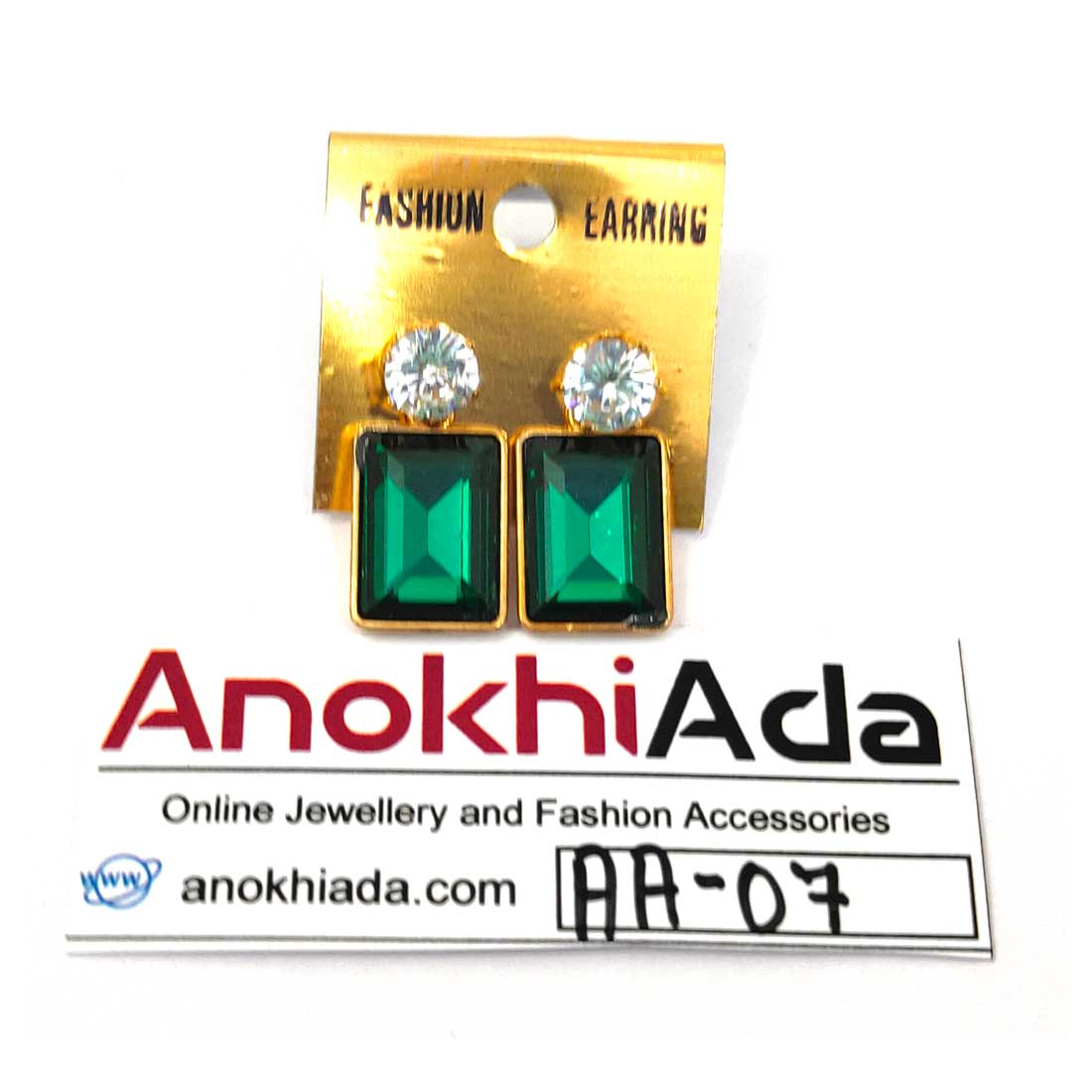 Anokhi Ada Metal Drop Earrings for Girls and Women (Green)-AA-07