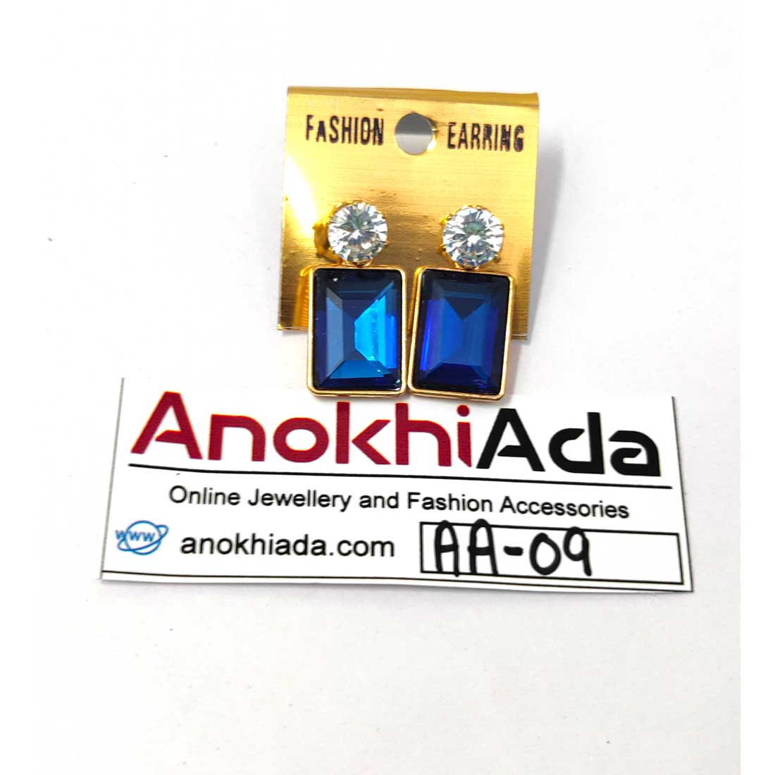 Anokhi Ada Metal Drop Earrings for Girls and Women (Admiral Blue)-AA-09
