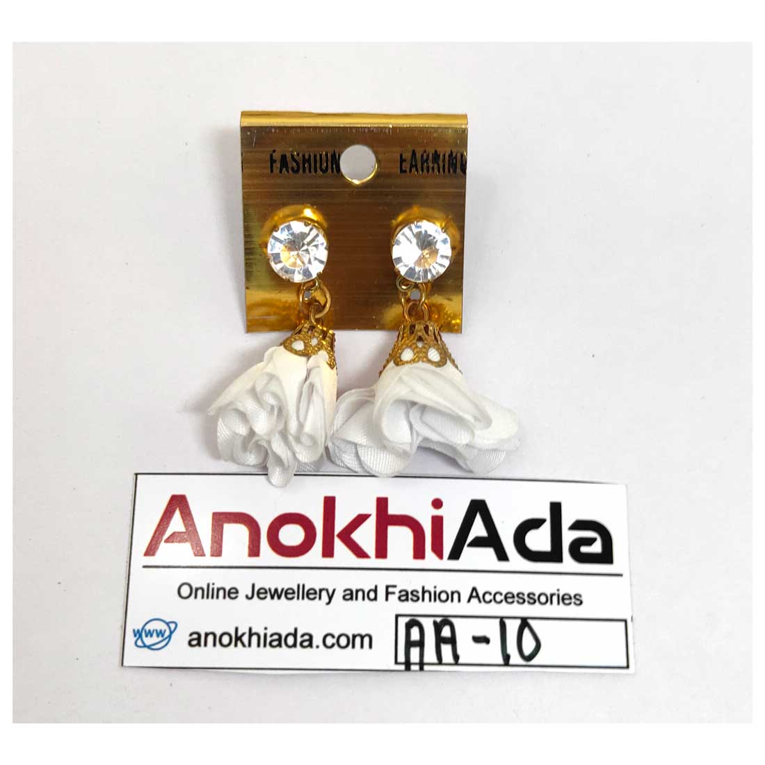 Anokhi Ada Metal Drop Earrings for Girls and Women (White)-AA-10