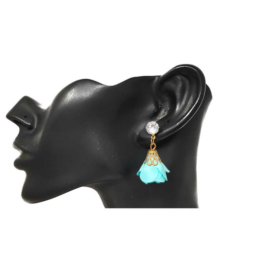 Anokhi Ada Metal Drop Earrings for Girls and Women (Teal Blue)-AA-13